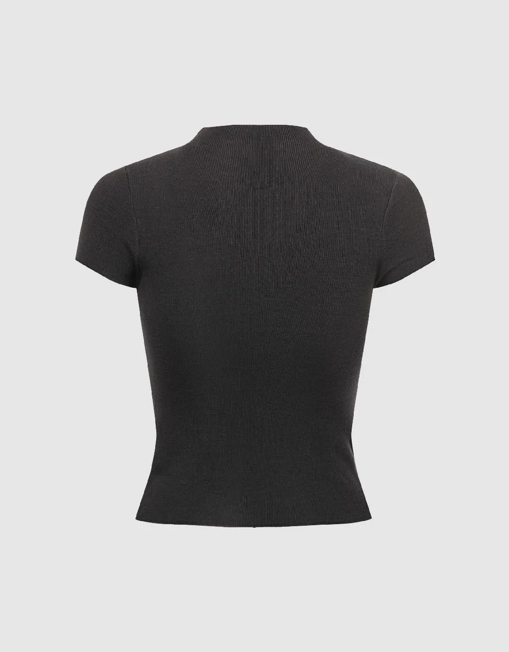 Stand Collar Skinny Knitted T-Shirt sold by Urban Revivo product image thumbnail 5