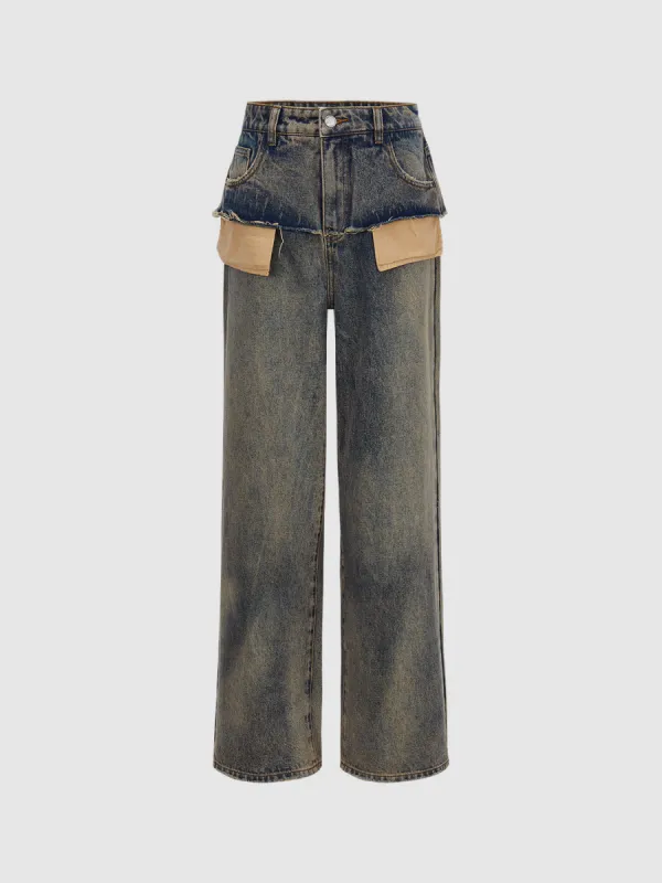2 In 1 Straight Jeans sold by Urban Revivo