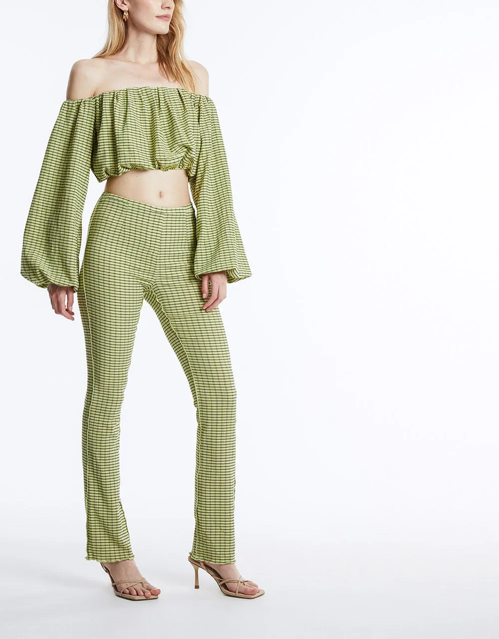 Off Shoulder Plaid Long Sleeve Top sold by Urban Revivo product image thumbnail 5