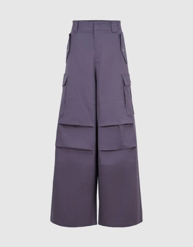 Multi-Pocket Wide-Leg Pants sold by Urban Revivo