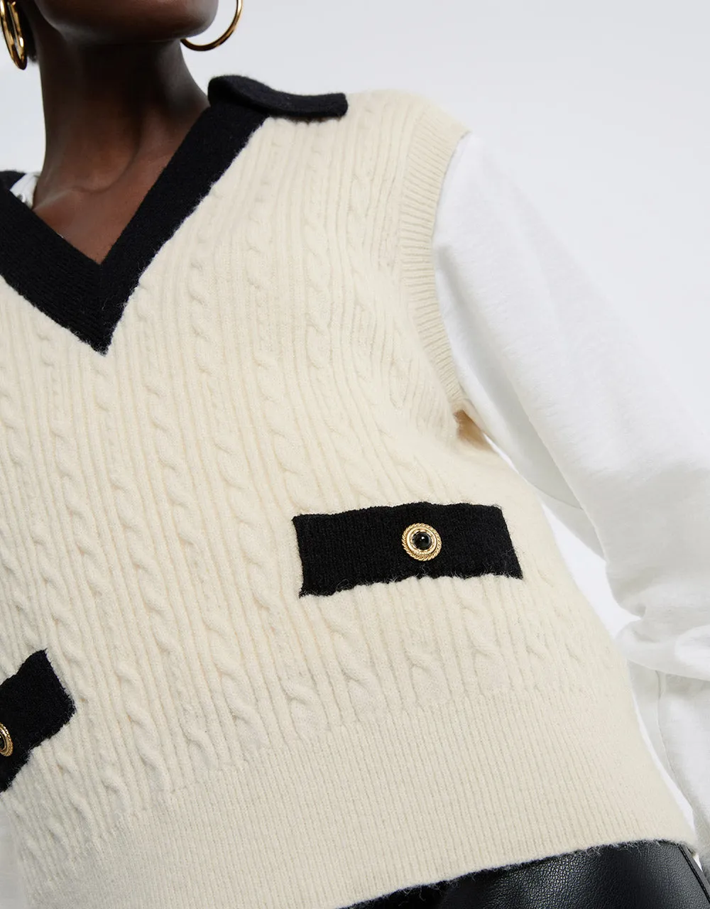 Contrast Trim Sweater Vest sold by Urban Revivo product image thumbnail 4