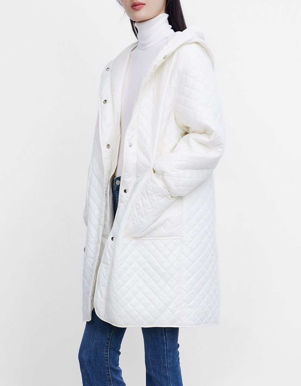 Quilted Hooded Longline Winter Coat sold by Urban Revivo product image thumbnail 3