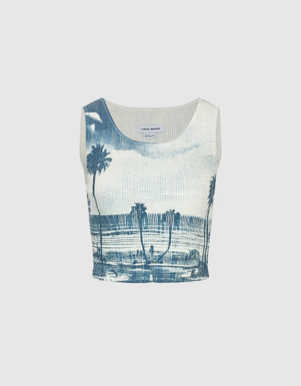 Printed Crew Neck Knitted Tank Top sold by Urban Revivo product image thumbnail 2