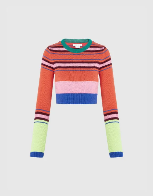 Striped Crew Neck Knitted T-Shirt sold by Urban Revivo