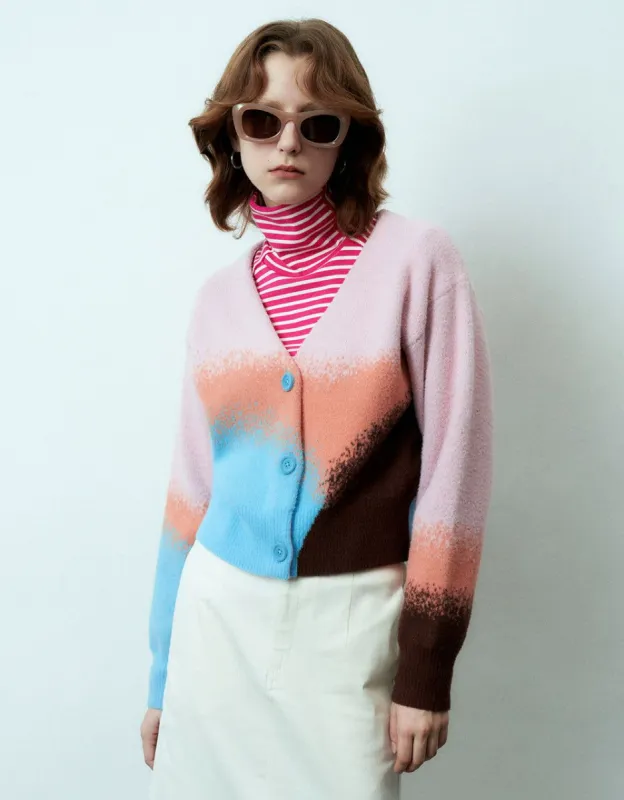 Printed V-Neck Knitted Cardigan sold by Urban Revivo