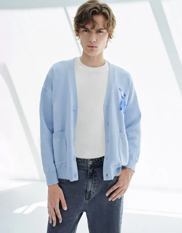 Bear Printed Knitted Cardigan sold by Urban Revivo