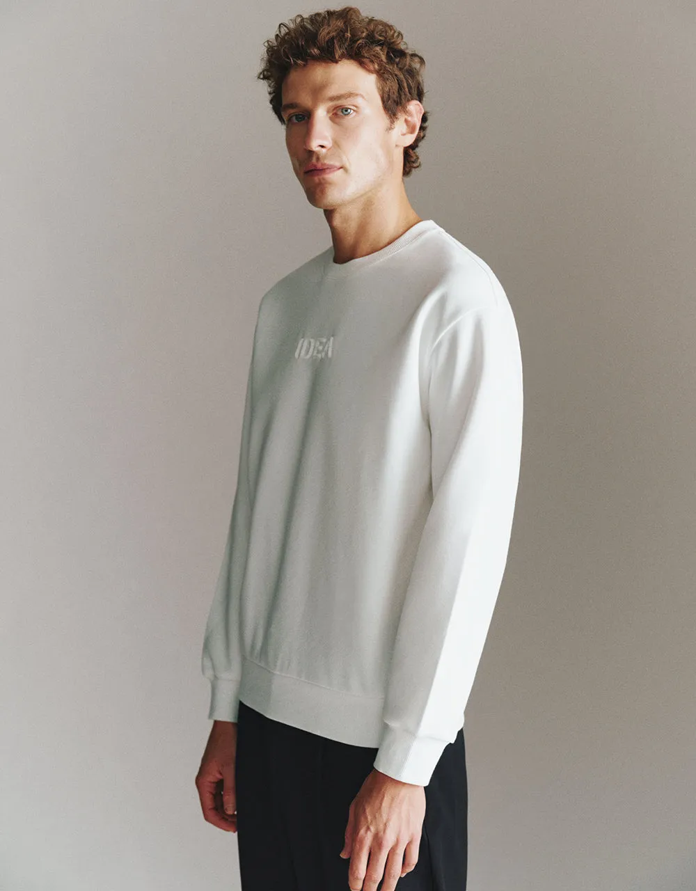 Letter Embossed Crew Neck Sweatshirt sold by Urban Revivo product image thumbnail 3