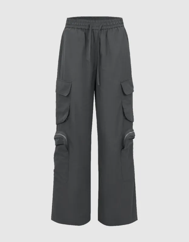 Drawstring Waist Wide-Leg Pants sold by Urban Revivo