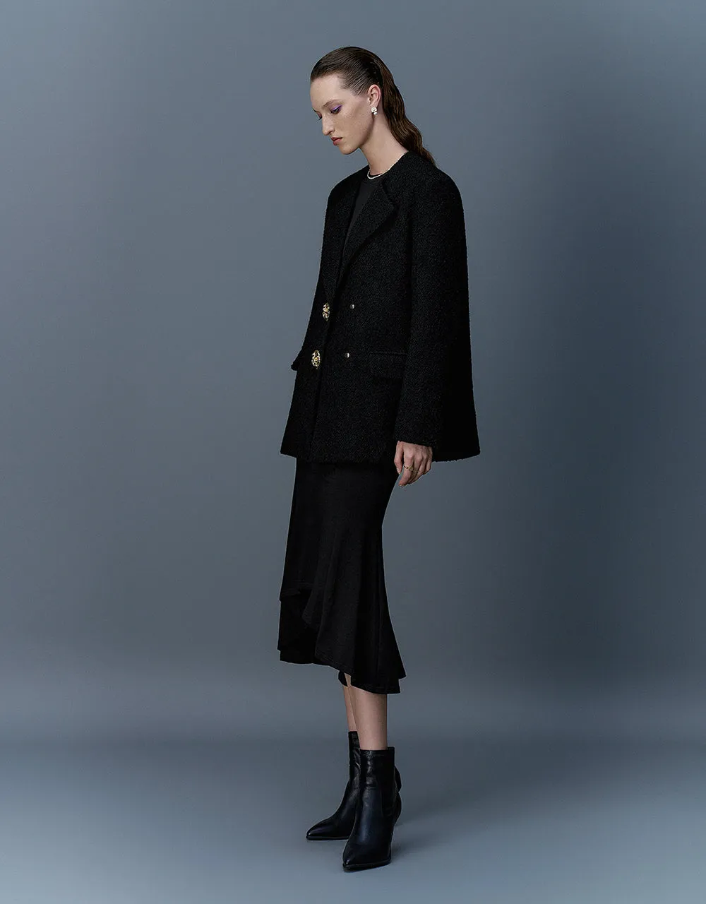 Tweed Blazer Coat With Fake Pockets sold by Urban Revivo product image thumbnail 4