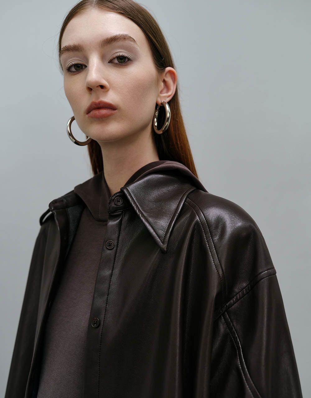 Press Button Vegan Leather Straight Shirt sold by Urban Revivo product image thumbnail 5