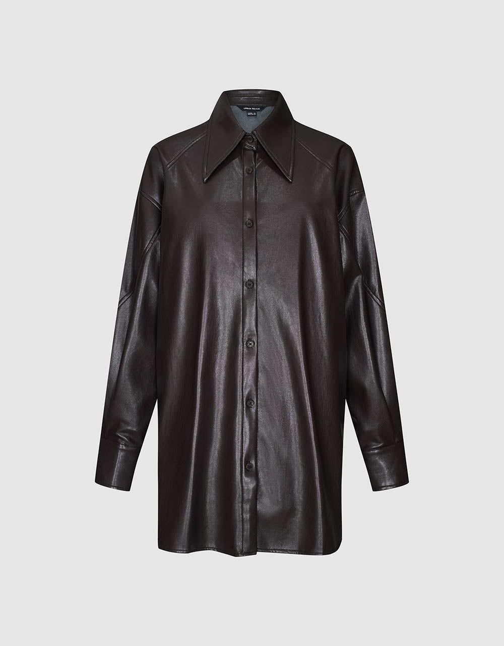 Press Button Vegan Leather Straight Shirt sold by Urban Revivo product image thumbnail 2