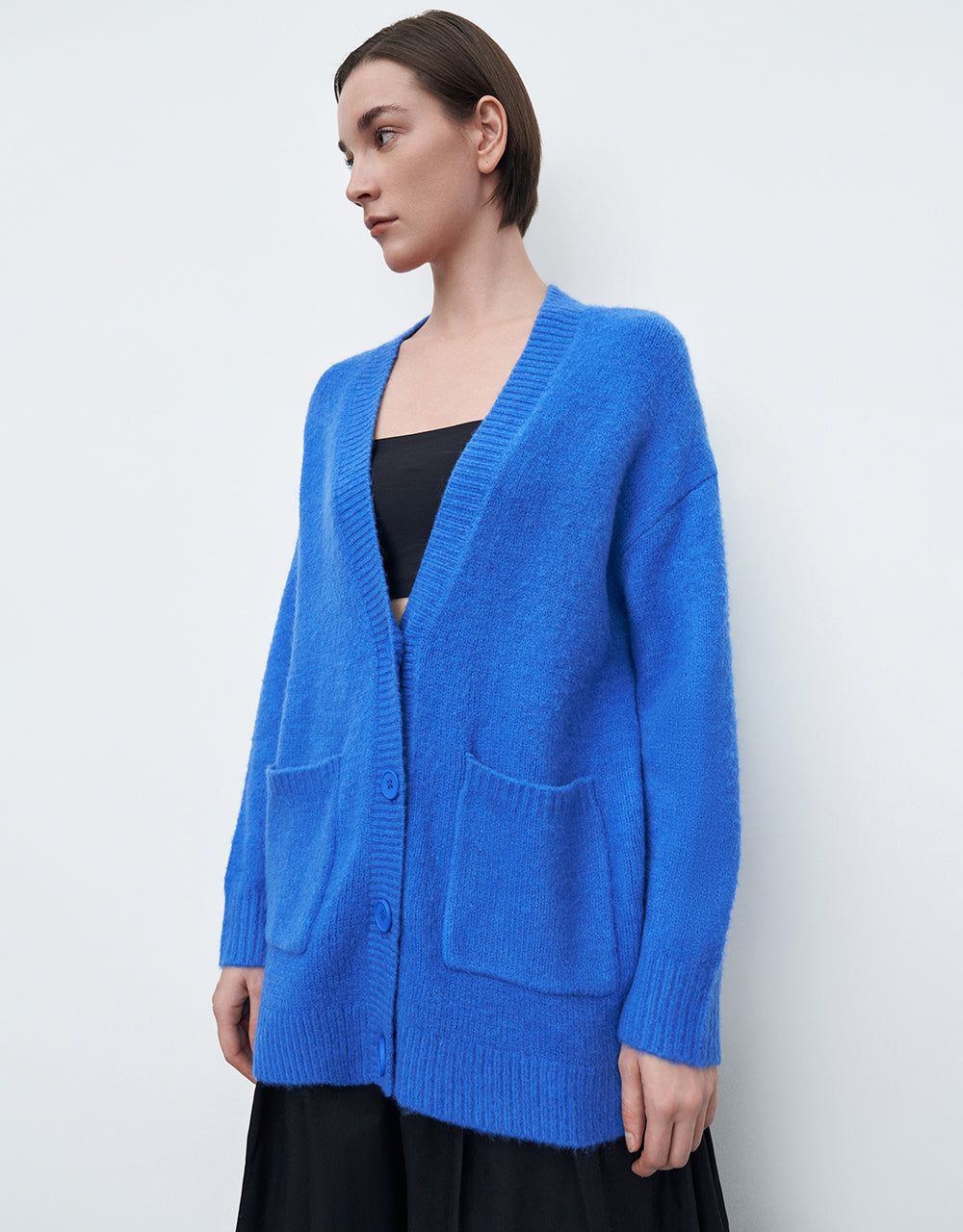 Drop Shoulder Sleeve V-Neck Knitted Cardigan sold by Urban Revivo