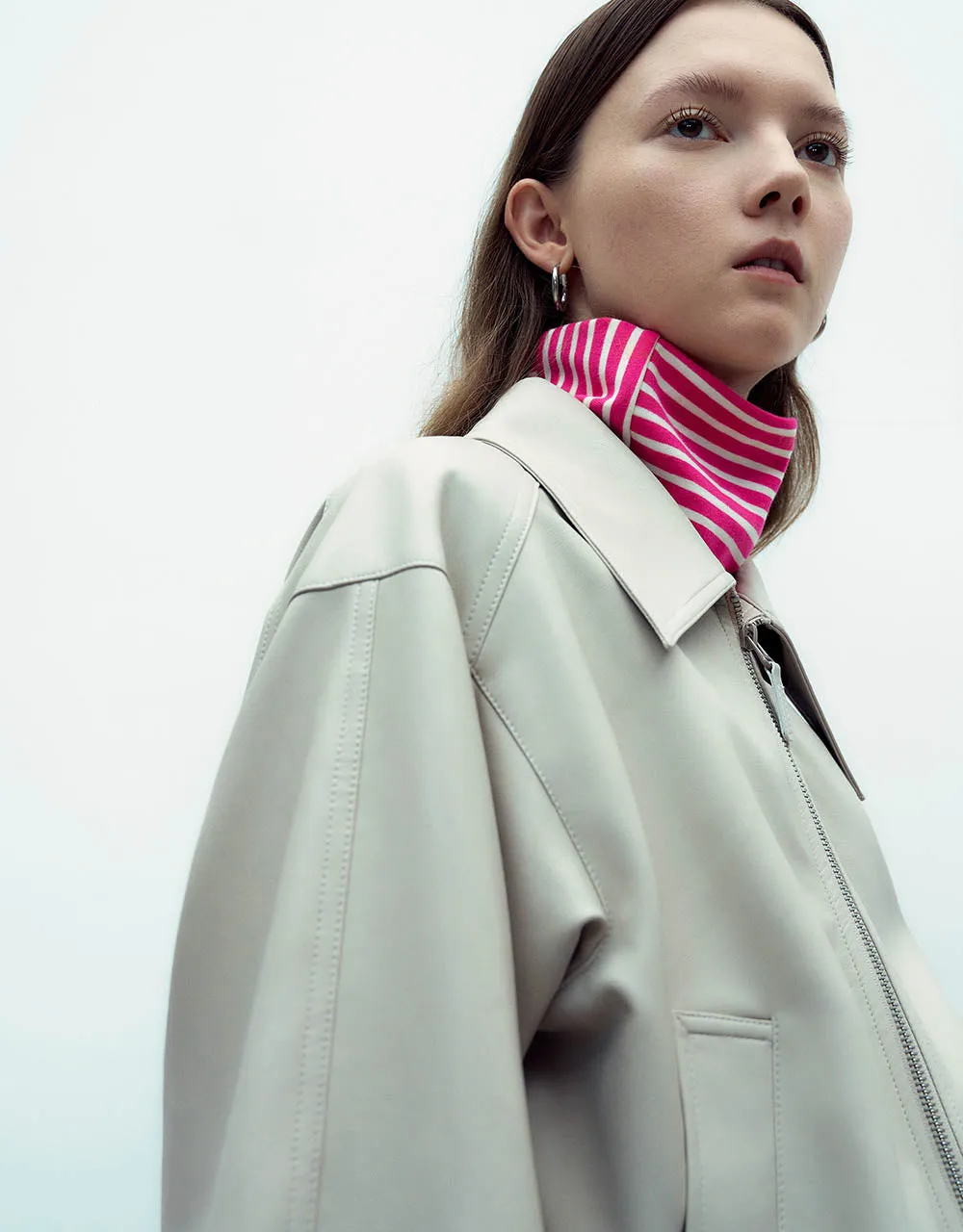 Zipper Front Vegan Leather Jacket sold by Urban Revivo product image thumbnail 5