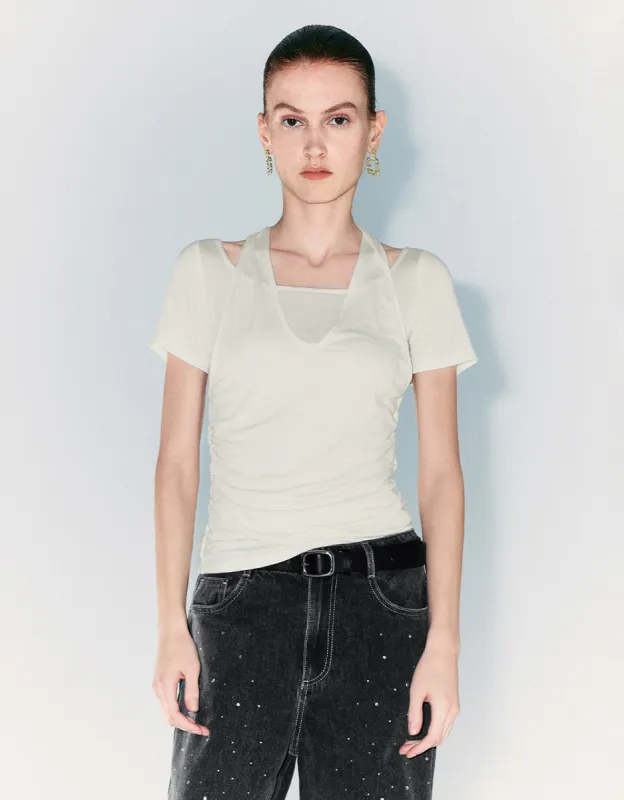Halter Neck 2 In 1 Skinny T-Shirt sold by Urban Revivo