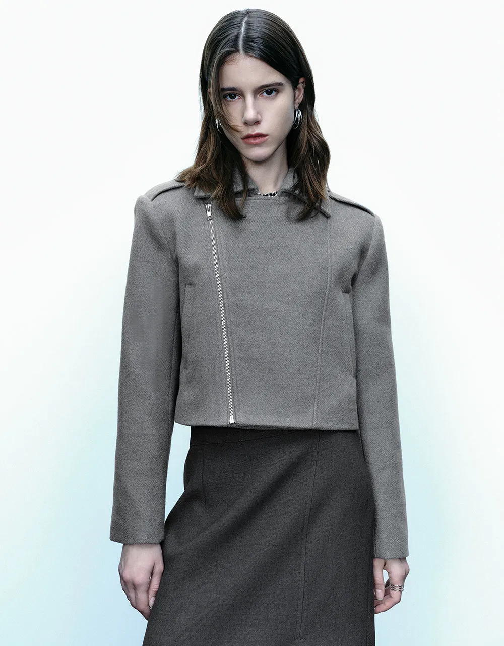 Zipper Side Notch Lapel Jacket sold by Urban Revivo