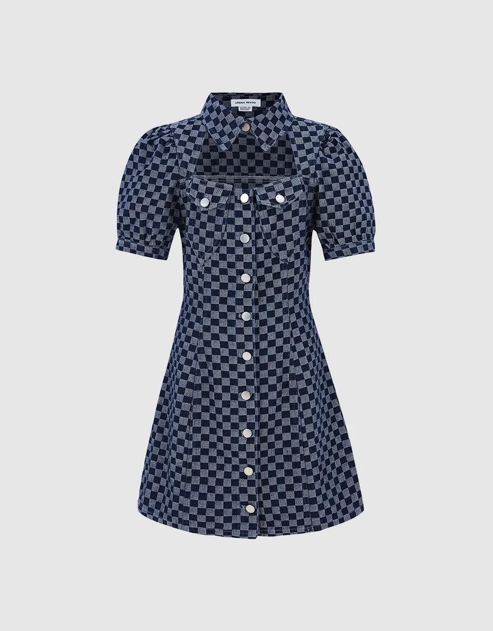 Checkered Cut Out Front Denim Dress sold by Urban Revivo