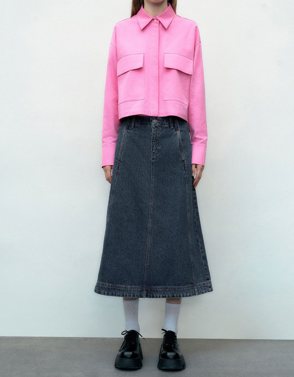 Midi A-Line Denim Skirt sold by Urban Revivo product image thumbnail 2