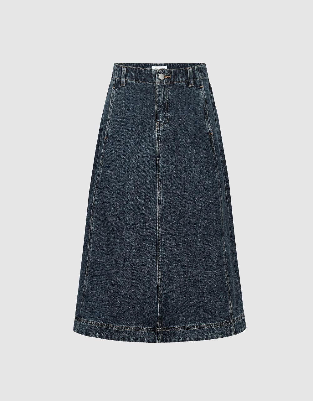 Midi A-Line Denim Skirt sold by Urban Revivo