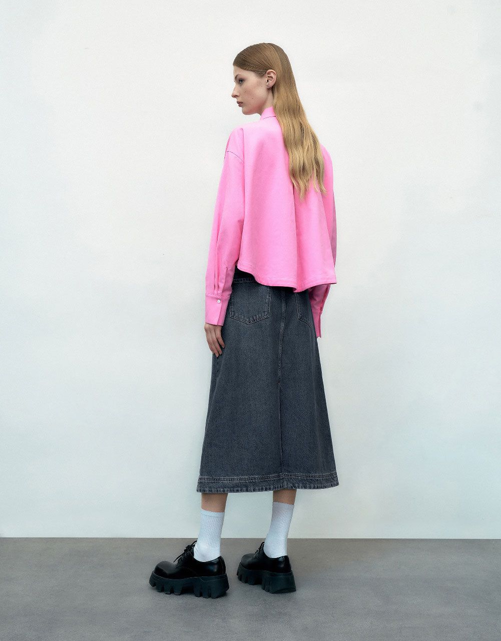 Midi A-Line Denim Skirt sold by Urban Revivo product image thumbnail 5