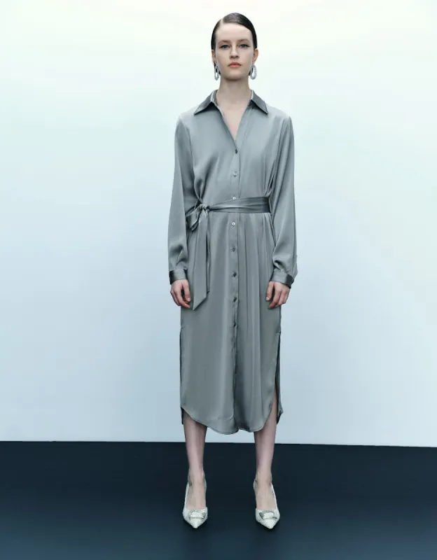 Lapel Straight Dress sold by Urban Revivo