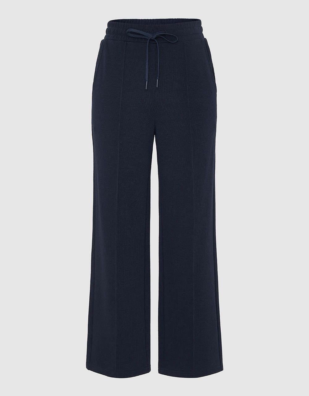 Drawstring Waist Knitted Wide-Leg Pants sold by Urban Revivo