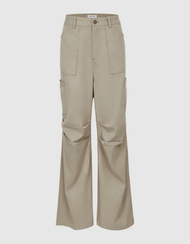 Multi-Pocket Wide-Leg Pants sold by Urban Revivo