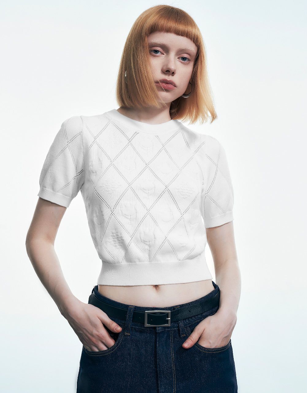 Embossed Crew Neck Knitted T-Shirt sold by Urban Revivo product image thumbnail 3