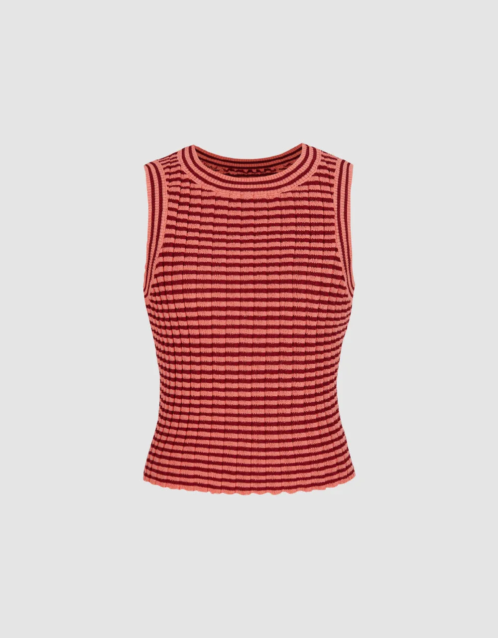 Striped Crew Neck Knitted Tank Top sold by Urban Revivo product image thumbnail 3