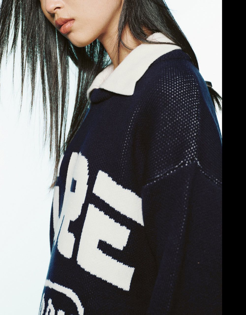 Letter Embroidered Lapel Knitted T-Shirt sold by Urban Revivo product image thumbnail 5