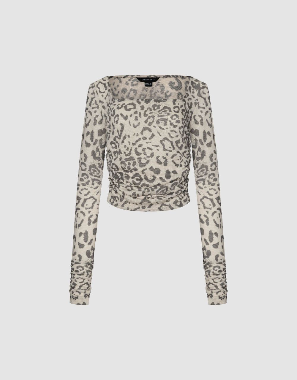 Leopard Square-cut Collar Skinny T-Shirt sold by Urban Revivo product image thumbnail 2