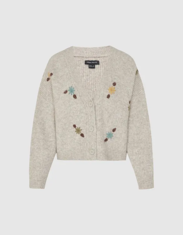 Floral Printed Knit Cardigan sold by Urban Revivo