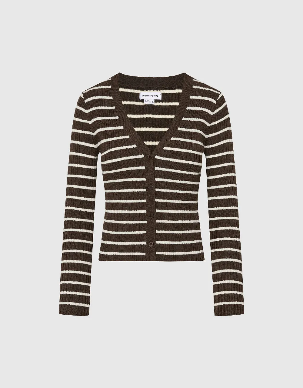 Striped V-Neck Knitted Cardigan sold by Urban Revivo product image thumbnail 2