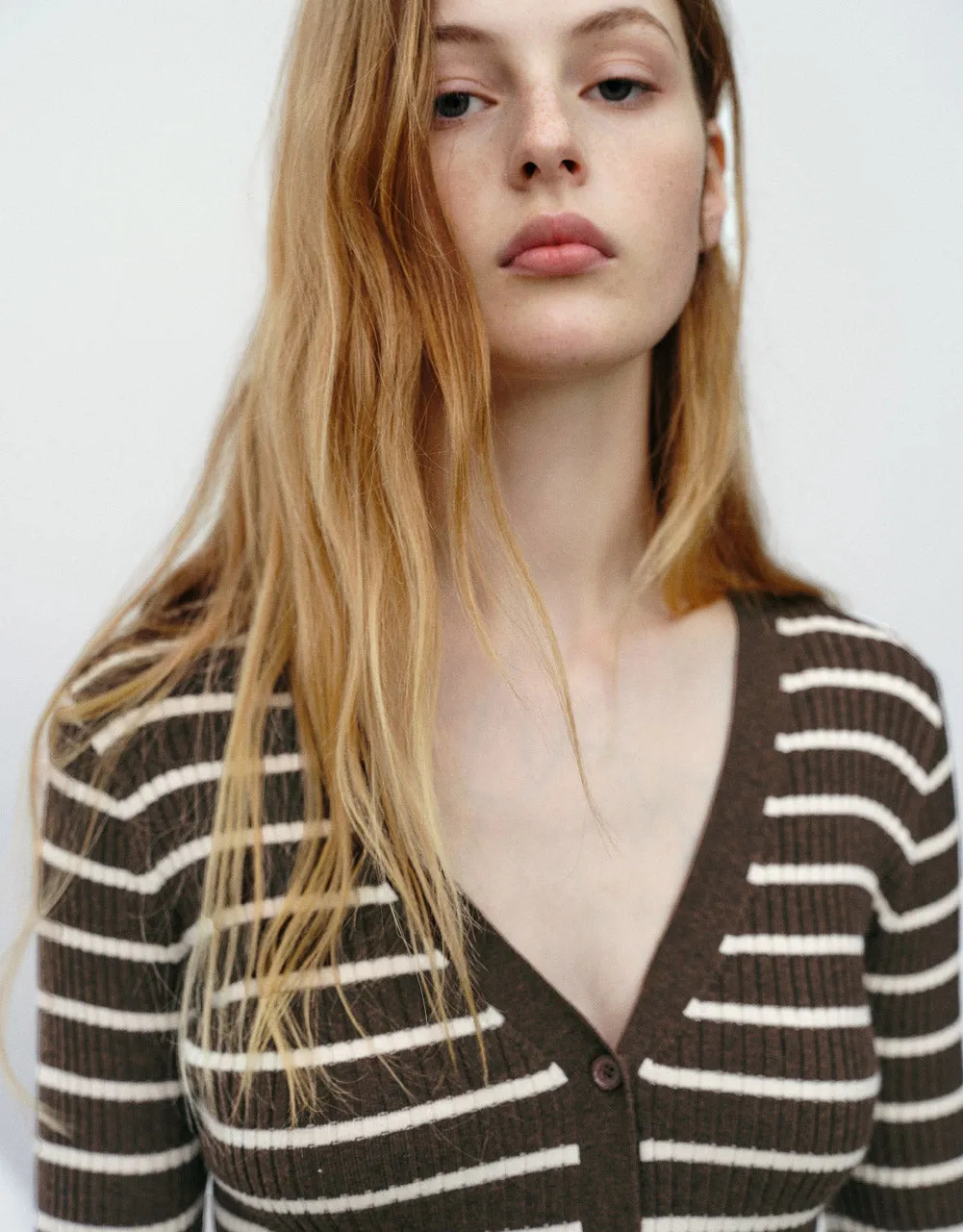 Striped V-Neck Knitted Cardigan sold by Urban Revivo product image thumbnail 5