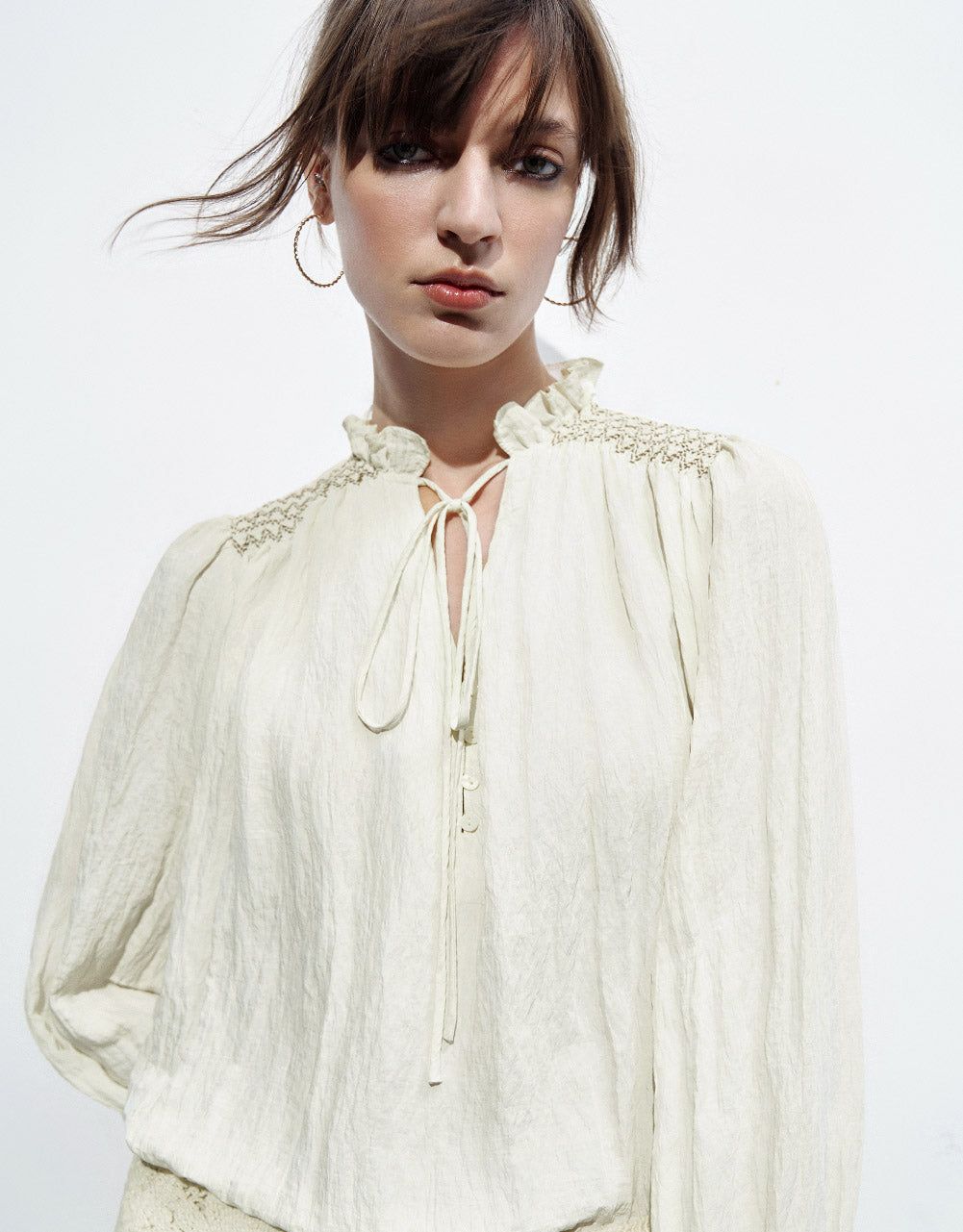 Textured Tie Front Overhead Shirt sold by Urban Revivo product image thumbnail 5