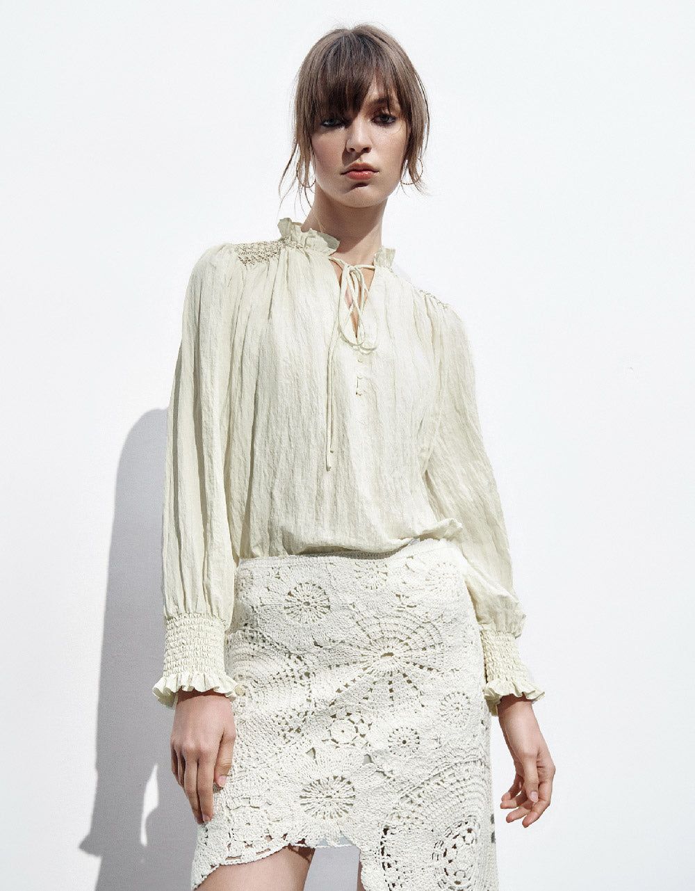 Textured Tie Front Overhead Shirt sold by Urban Revivo