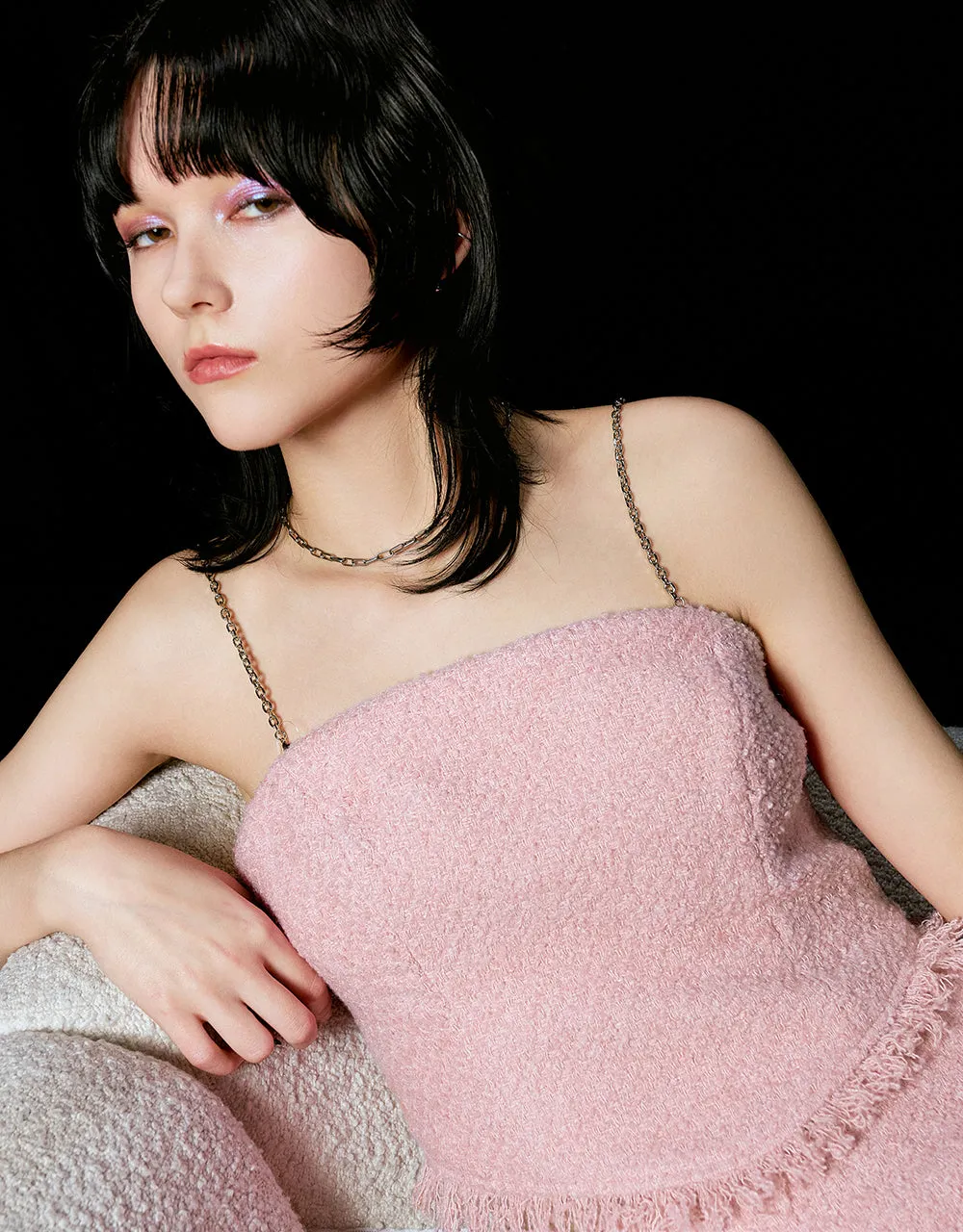 Tweed Raw Hem Cami Top sold by Urban Revivo product image thumbnail 4
