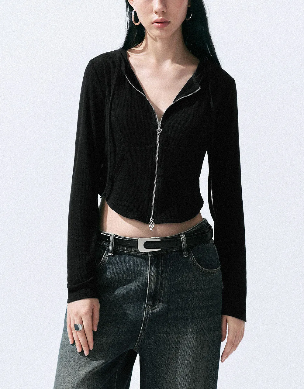 Zipper Front Hooded Jacket sold by Urban Revivo product image thumbnail 2