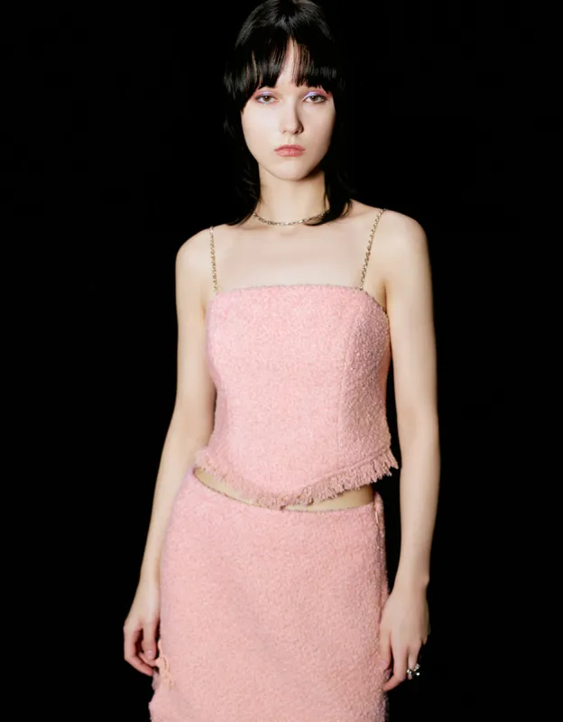 Tweed Raw Hem Cami Top sold by Urban Revivo