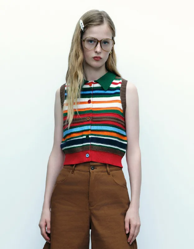 Striped Knitted Vest sold by Urban Revivo