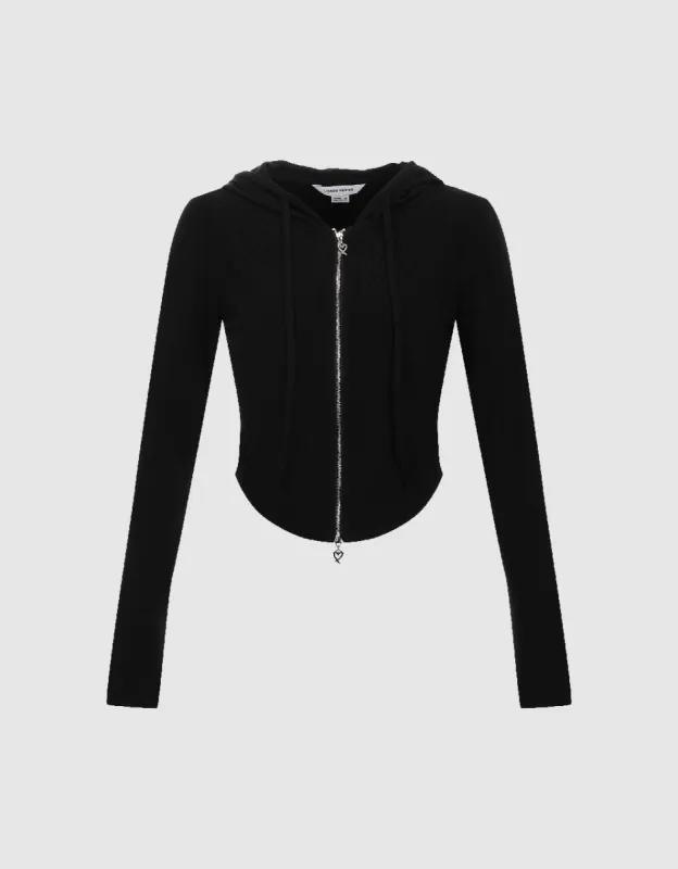 Zipper Front Hooded Jacket sold by Urban Revivo