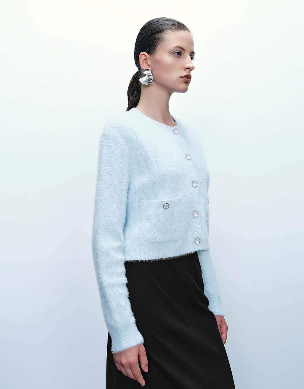 Button Up Crew Neck Knitted Cardigan sold by Urban Revivo product image thumbnail 3