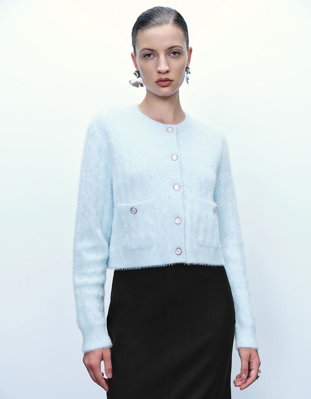 Button Up Crew Neck Knitted Cardigan sold by Urban Revivo