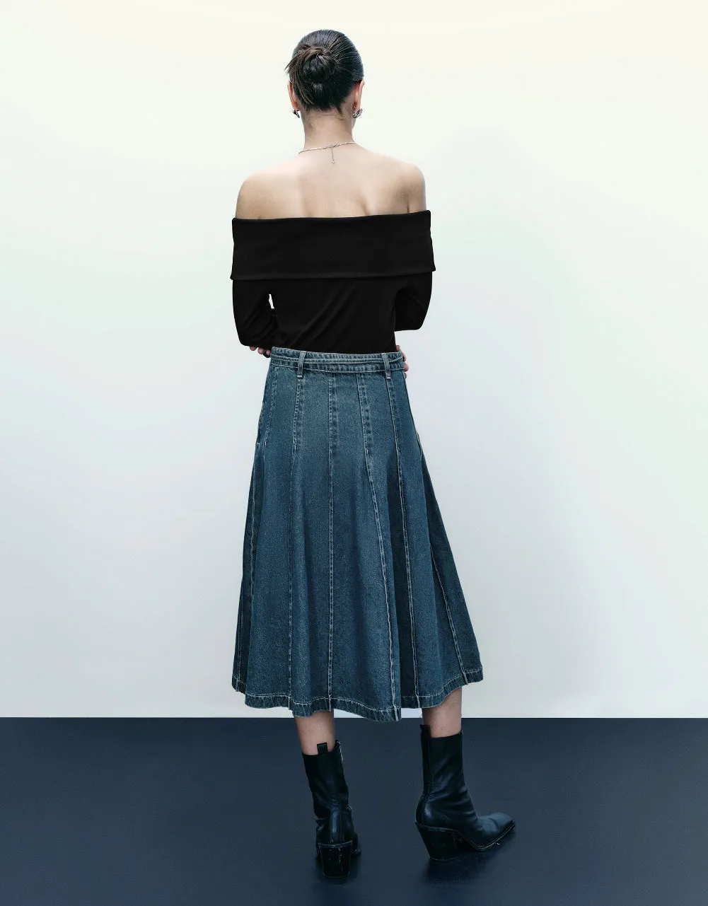 Knitted Off-Shoulder Skinny T-Shirt sold by Urban Revivo product image thumbnail 4