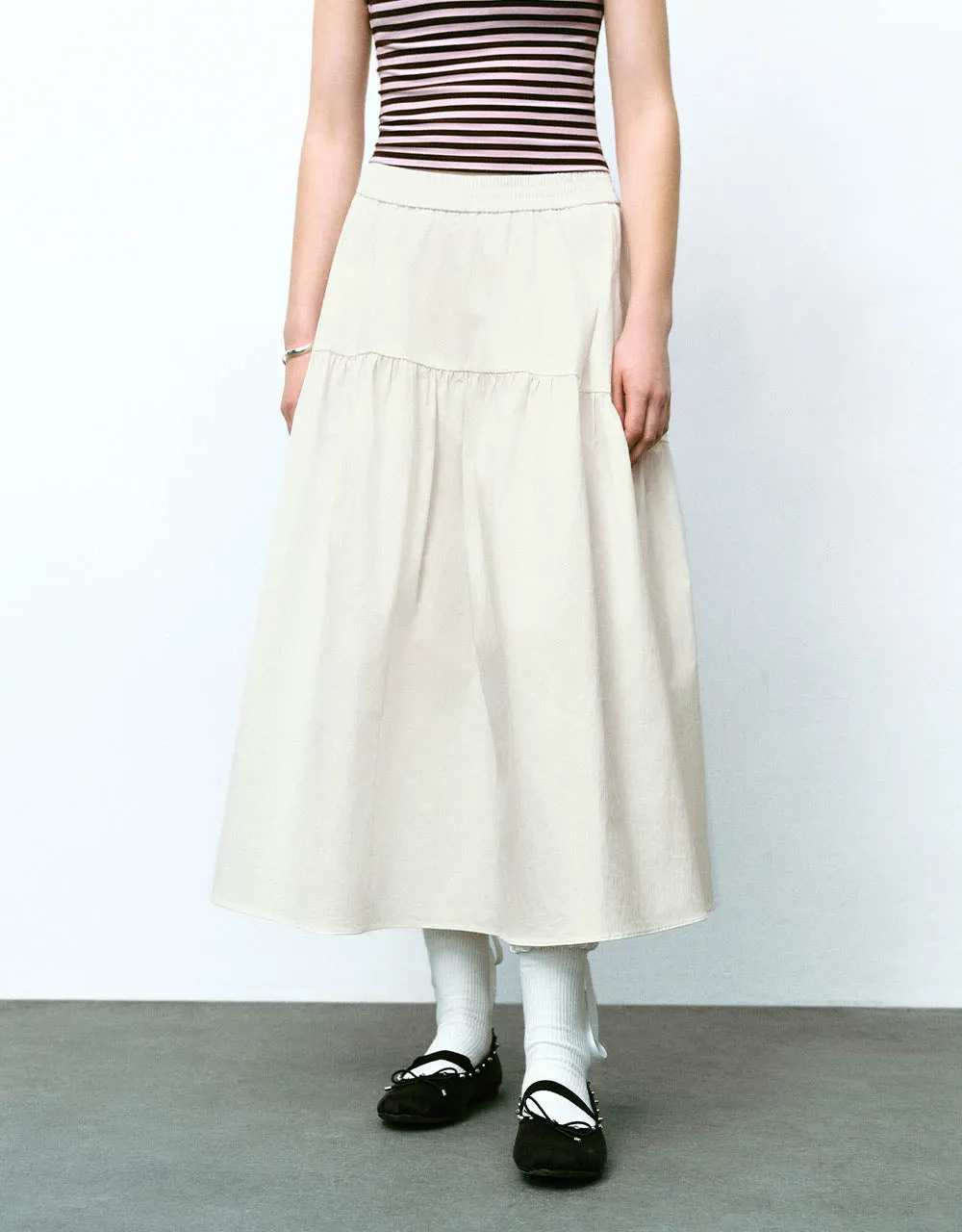 Elastic Waist Midi A-Line Skirt sold by Urban Revivo product image thumbnail 2