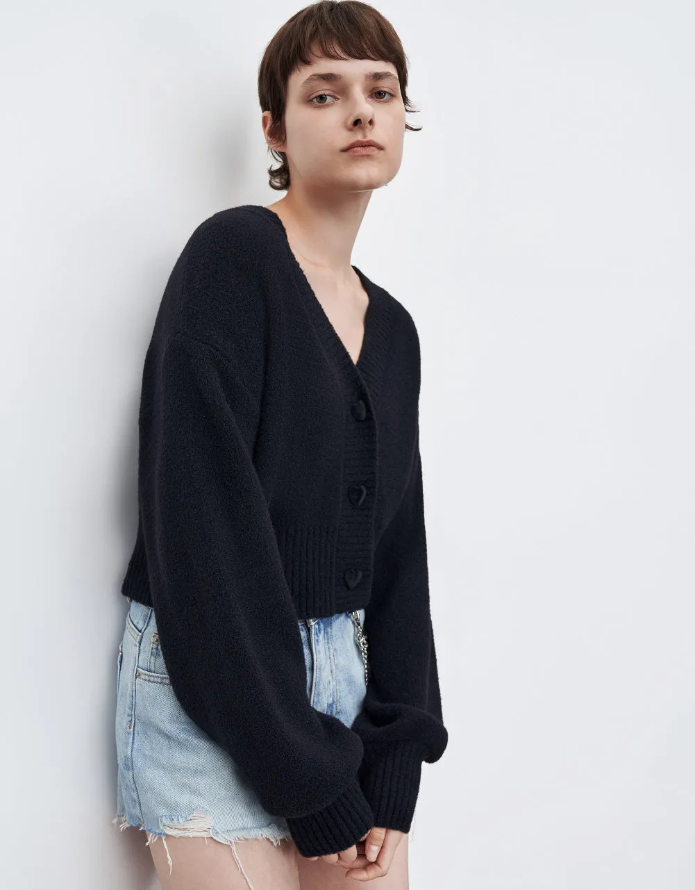 Heart-Shaped Button Knitted Cardigan sold by Urban Revivo product image thumbnail 2