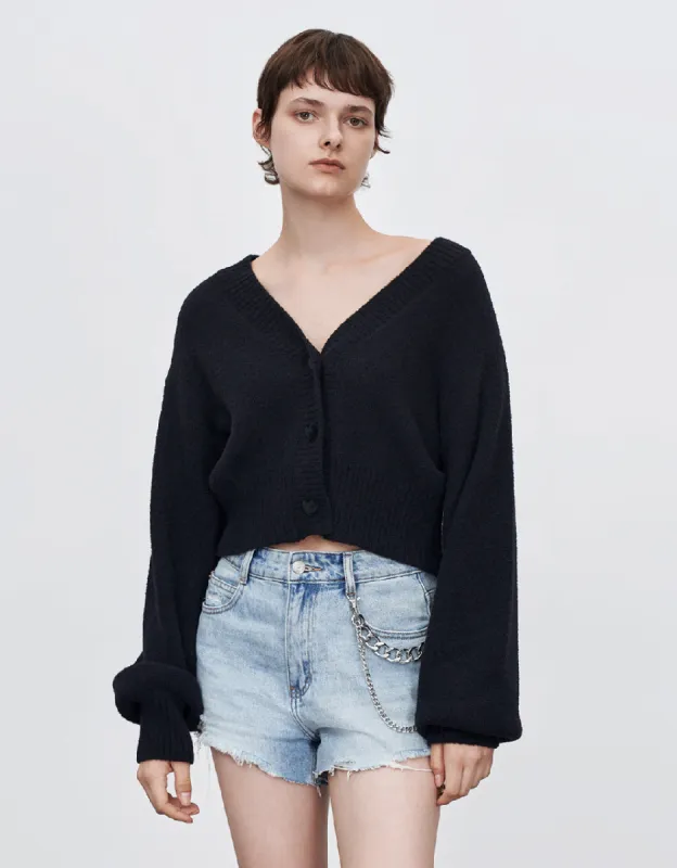 Heart-Shaped Button Knitted Cardigan sold by Urban Revivo