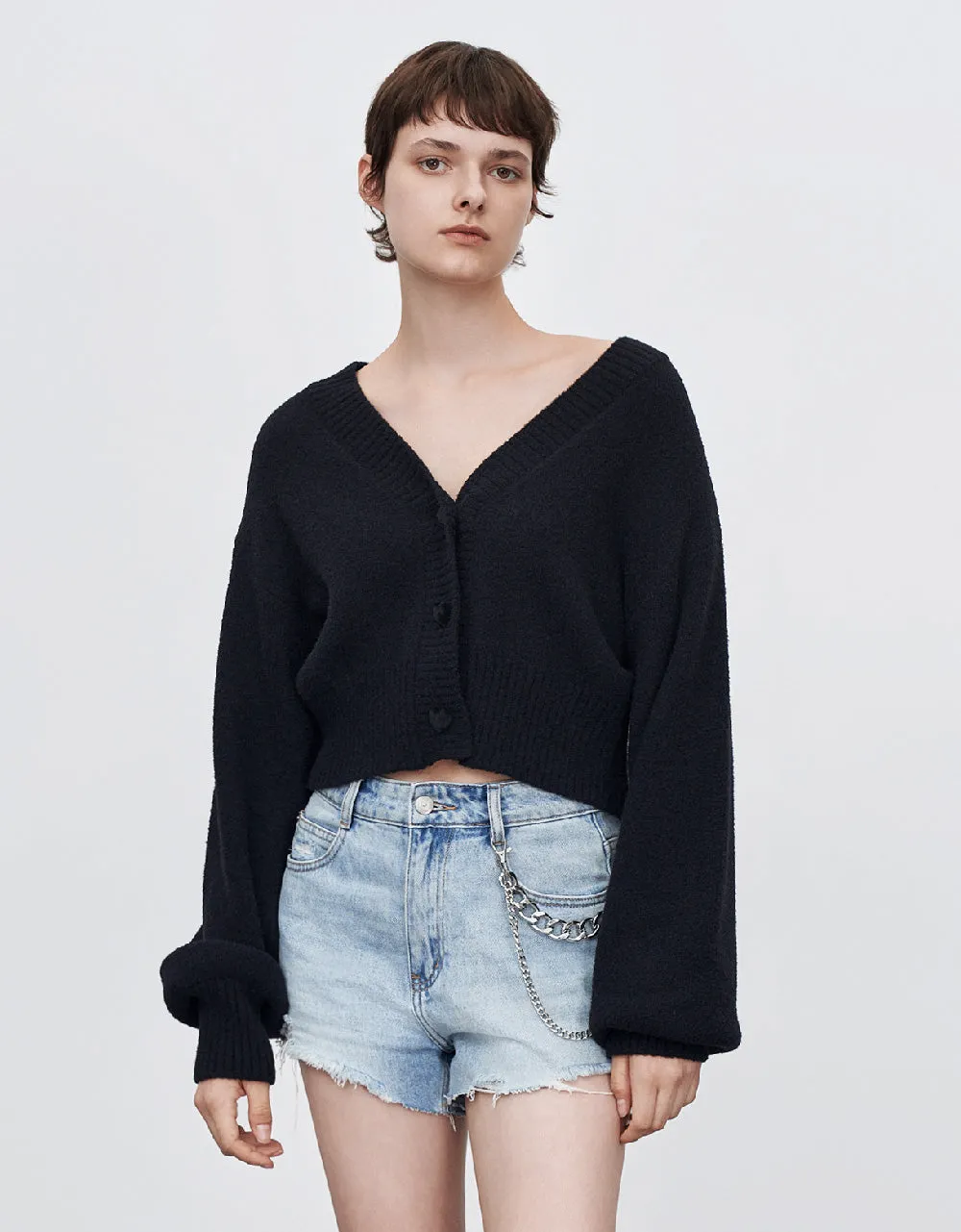 Heart-Shaped Button Knitted Cardigan sold by Urban Revivo