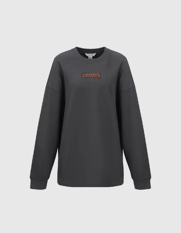 Letter Printed Crew Neck Loose T-Shirt sold by Urban Revivo