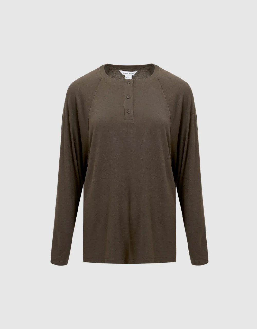 Button Half Placket Crew Neck Loose T-Shirt sold by Urban Revivo product image thumbnail 2