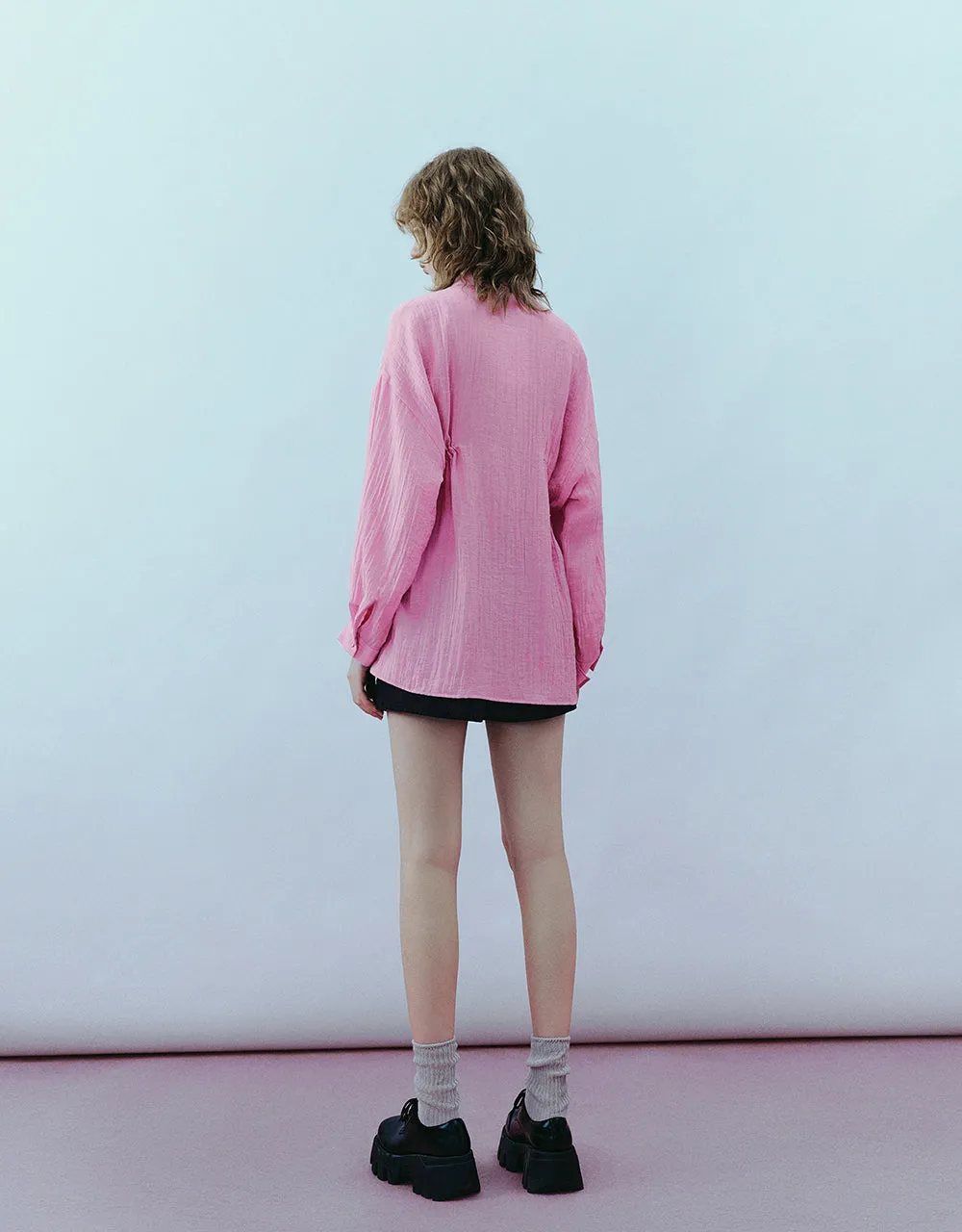 Button Up Loose A-Line Shirt sold by Urban Revivo product image thumbnail 5